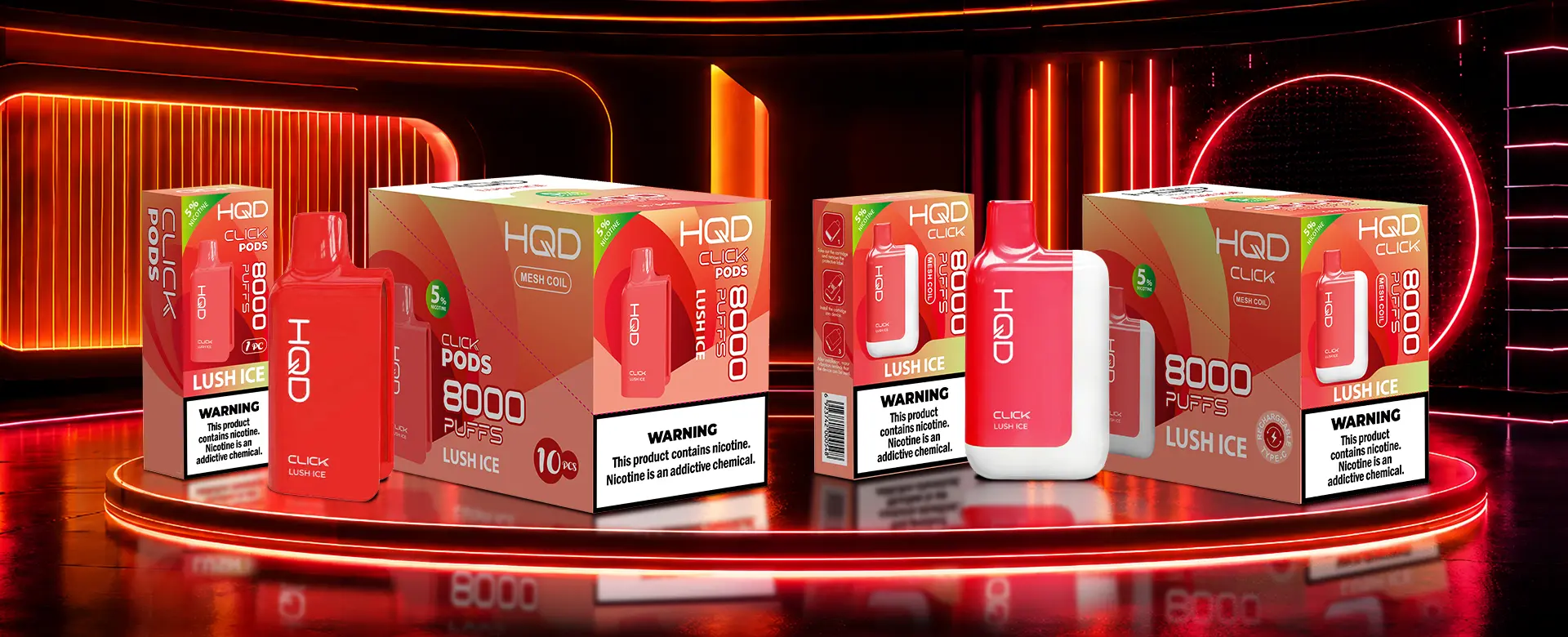 HQD Click Pods retail packaging display