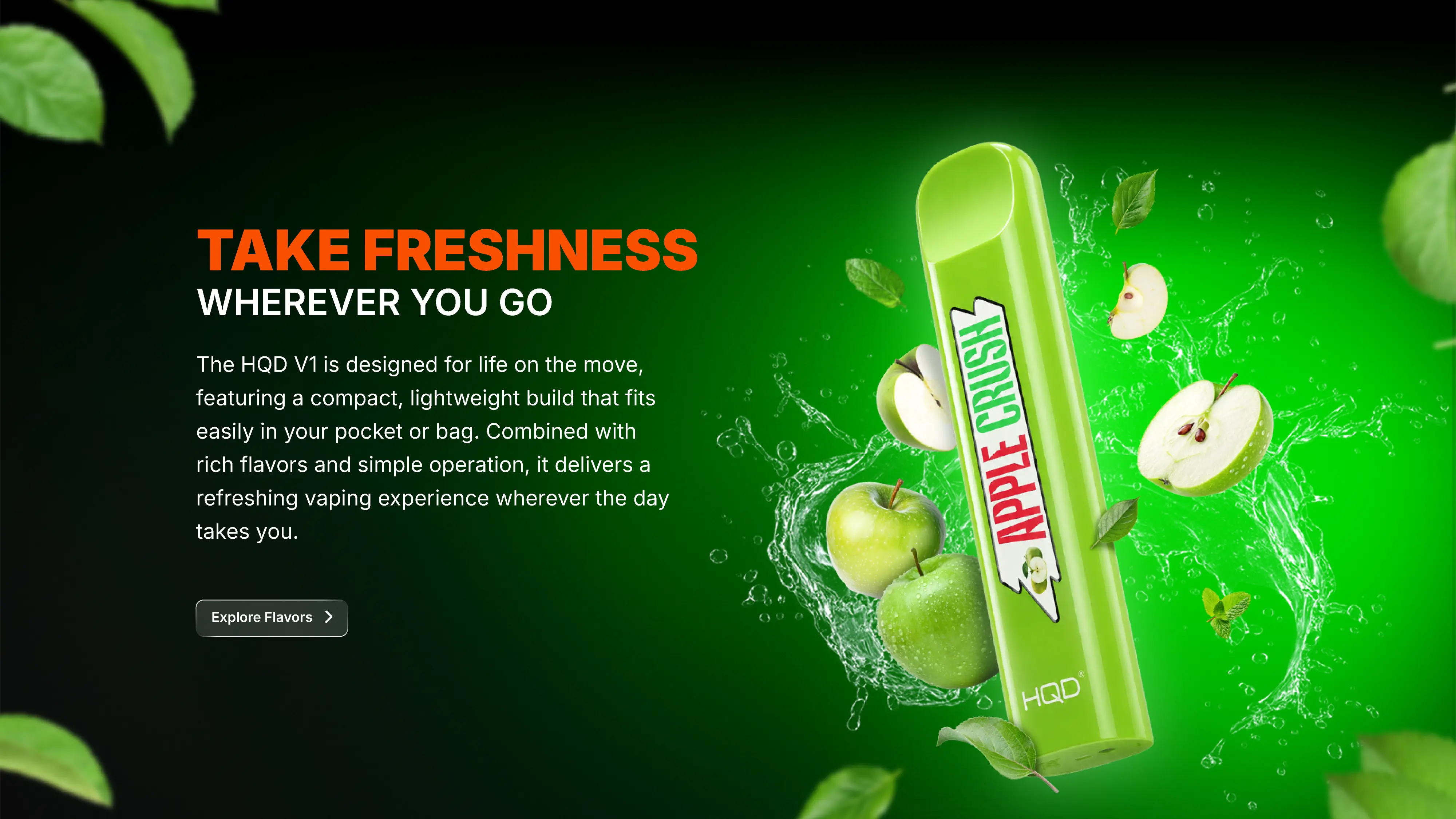 HQD V1 hero banner — take freshness wherever you go