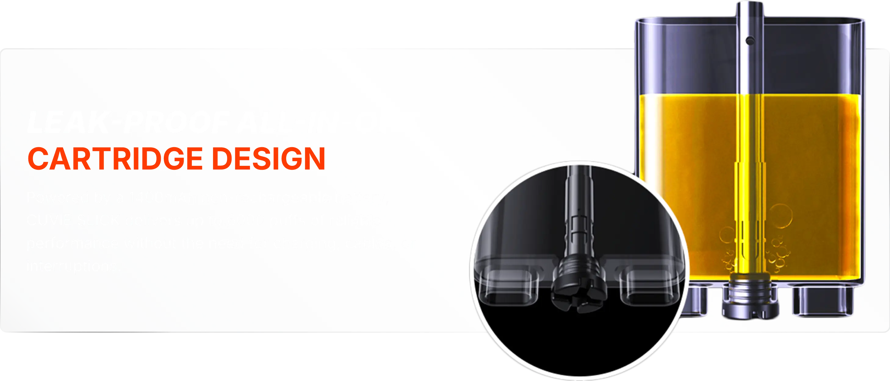 HQD Cuvie Slick leak-proof all-in-one cartridge with liquid visible