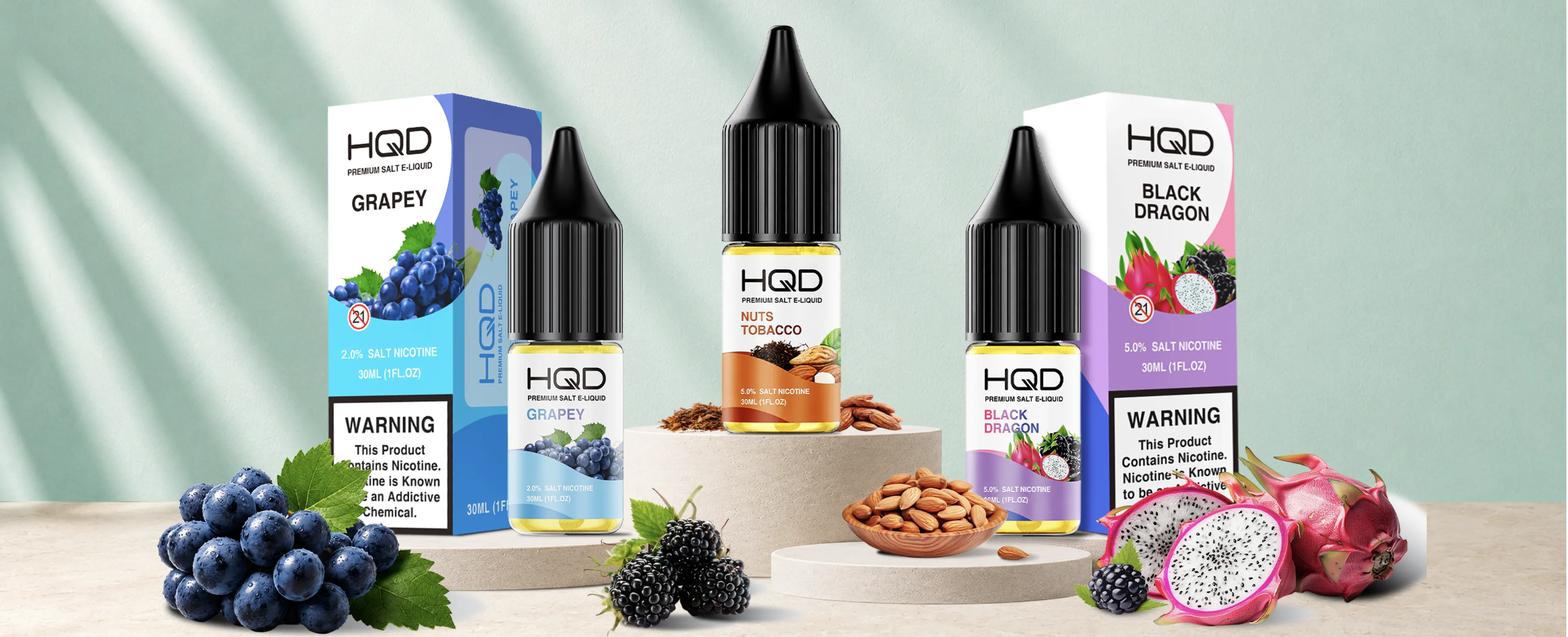 HQD E-Liquid retail packaging display