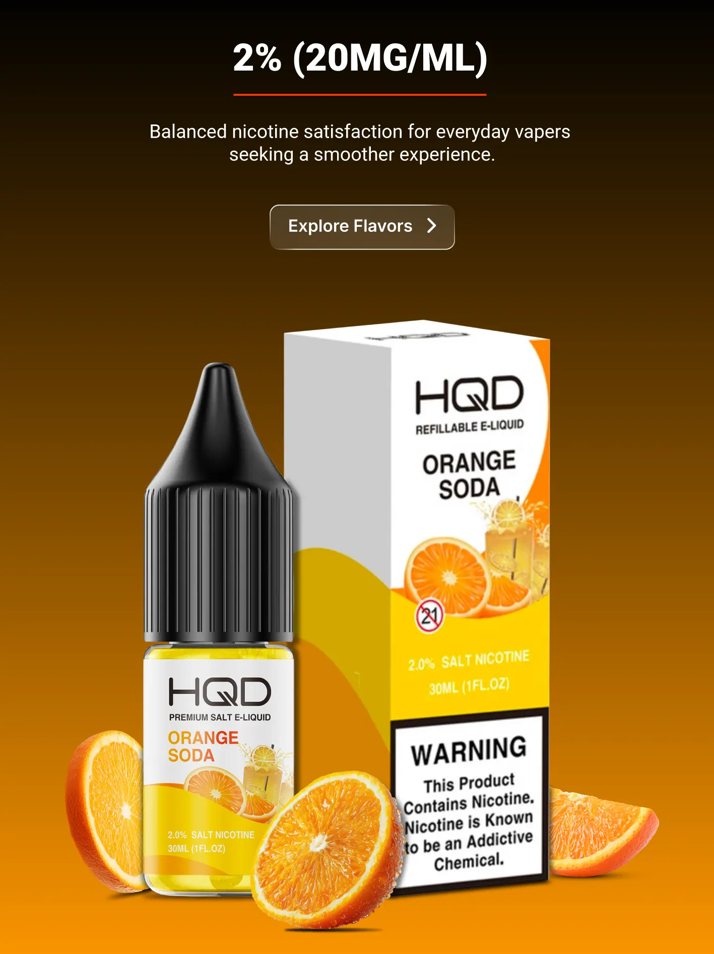 HQD E-Liquid 2% nicotine strength