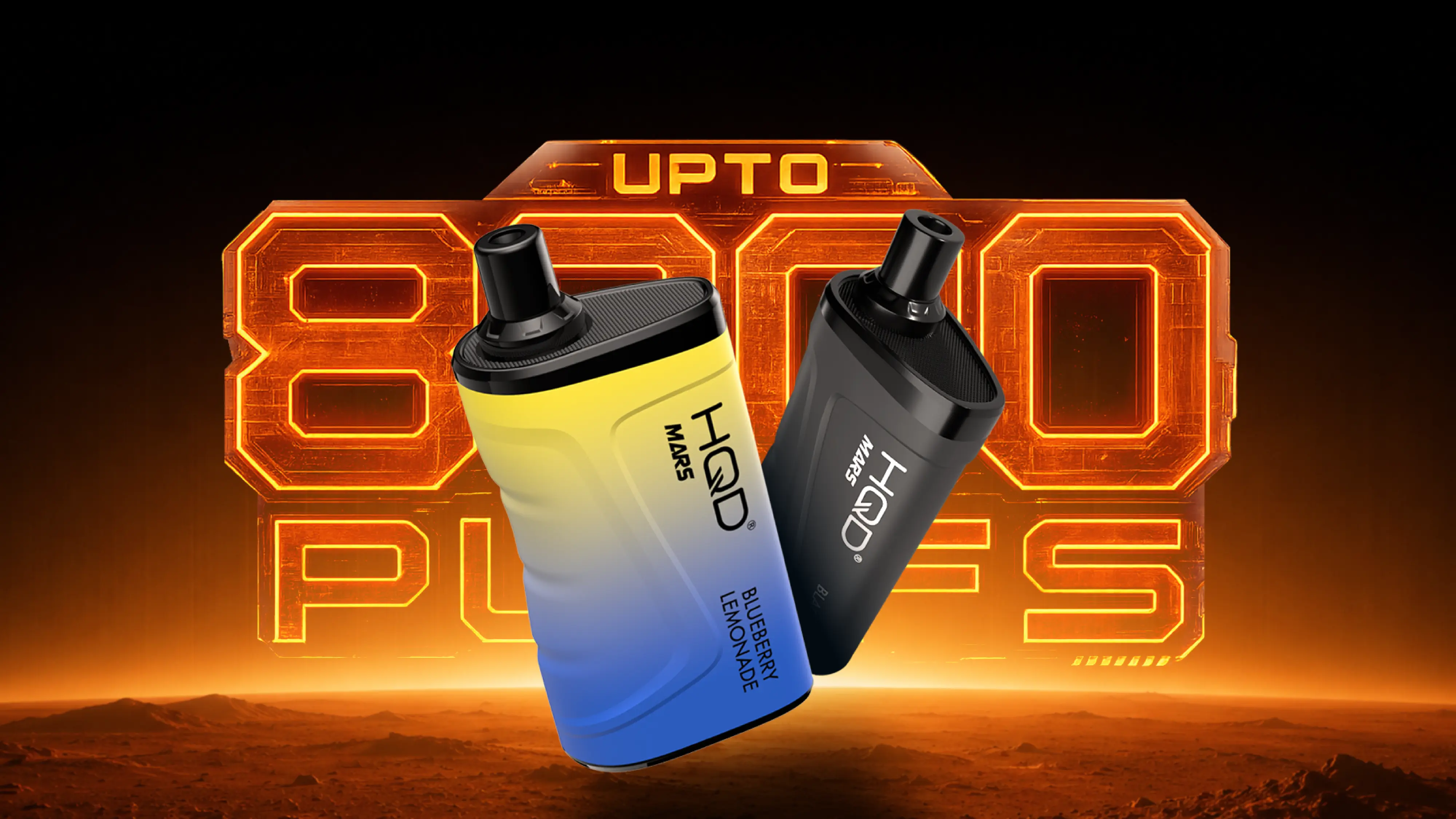 HQD Mars hero banner — up to 8000 puffs
