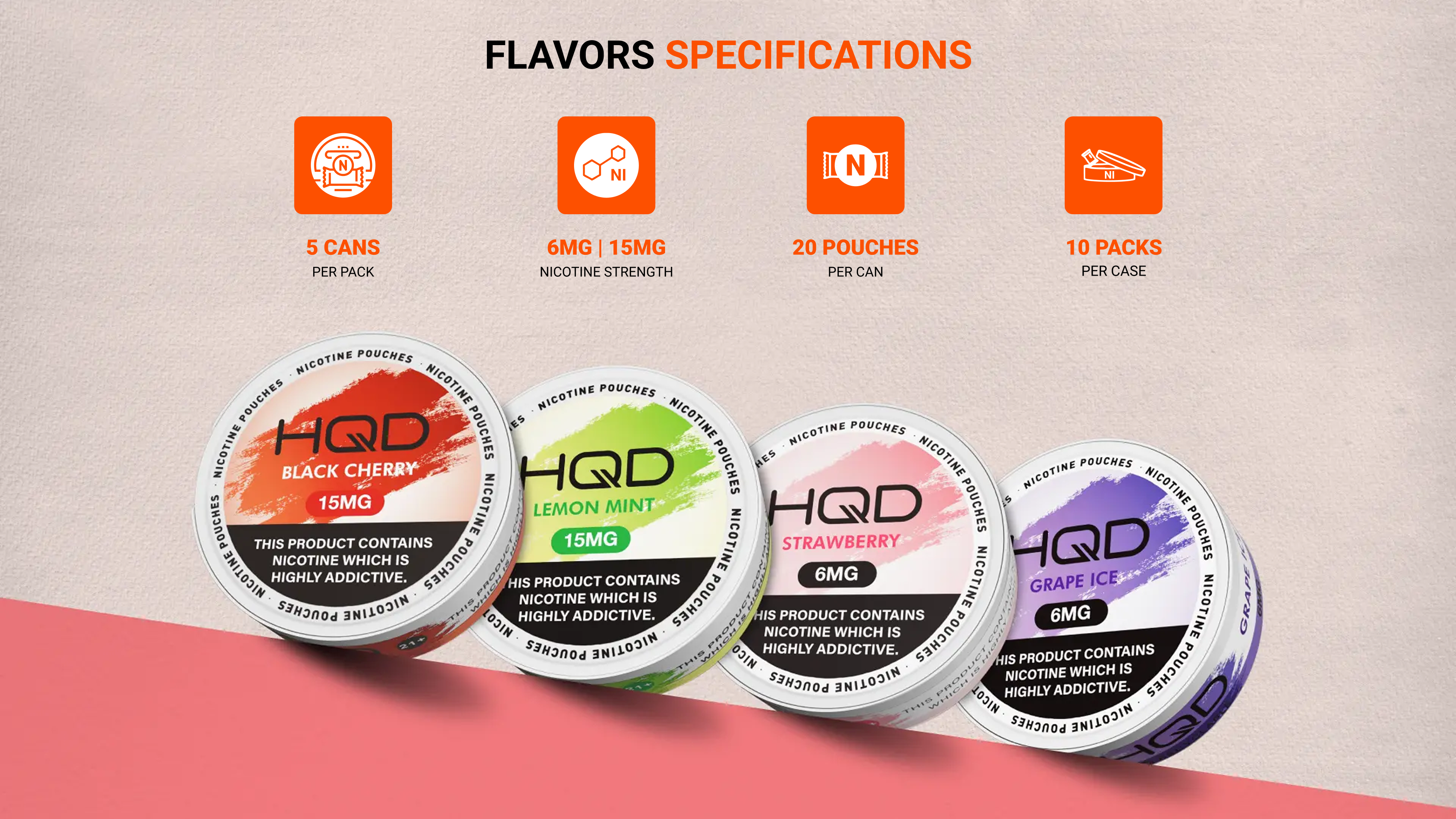 HQD Nicotine Pouches flavor specifications