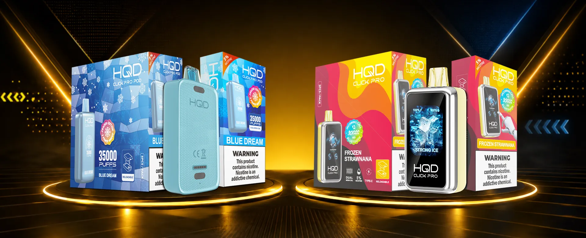 HQD Click Pro Kits retail packaging display