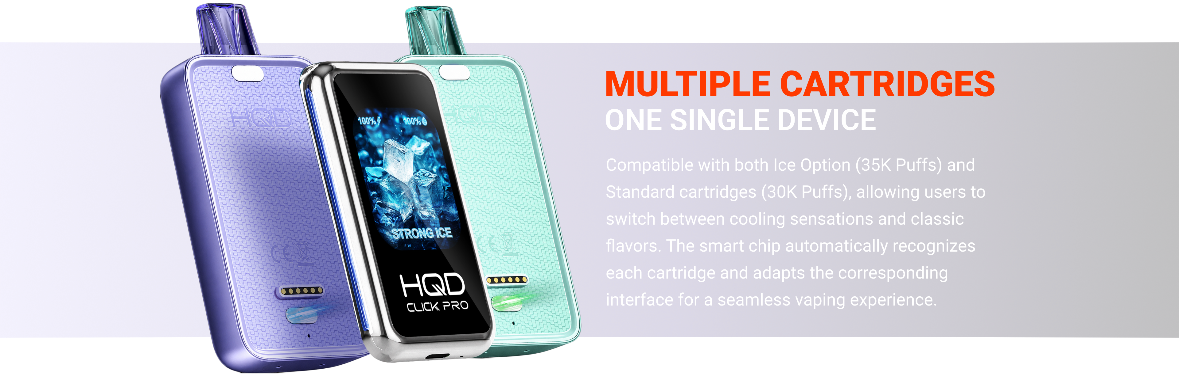HQD Click Pro multiple cartridges one device banner