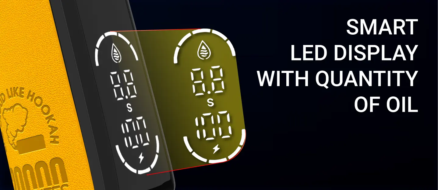 HQD Shisha smart LED display showing e-liquid quantity