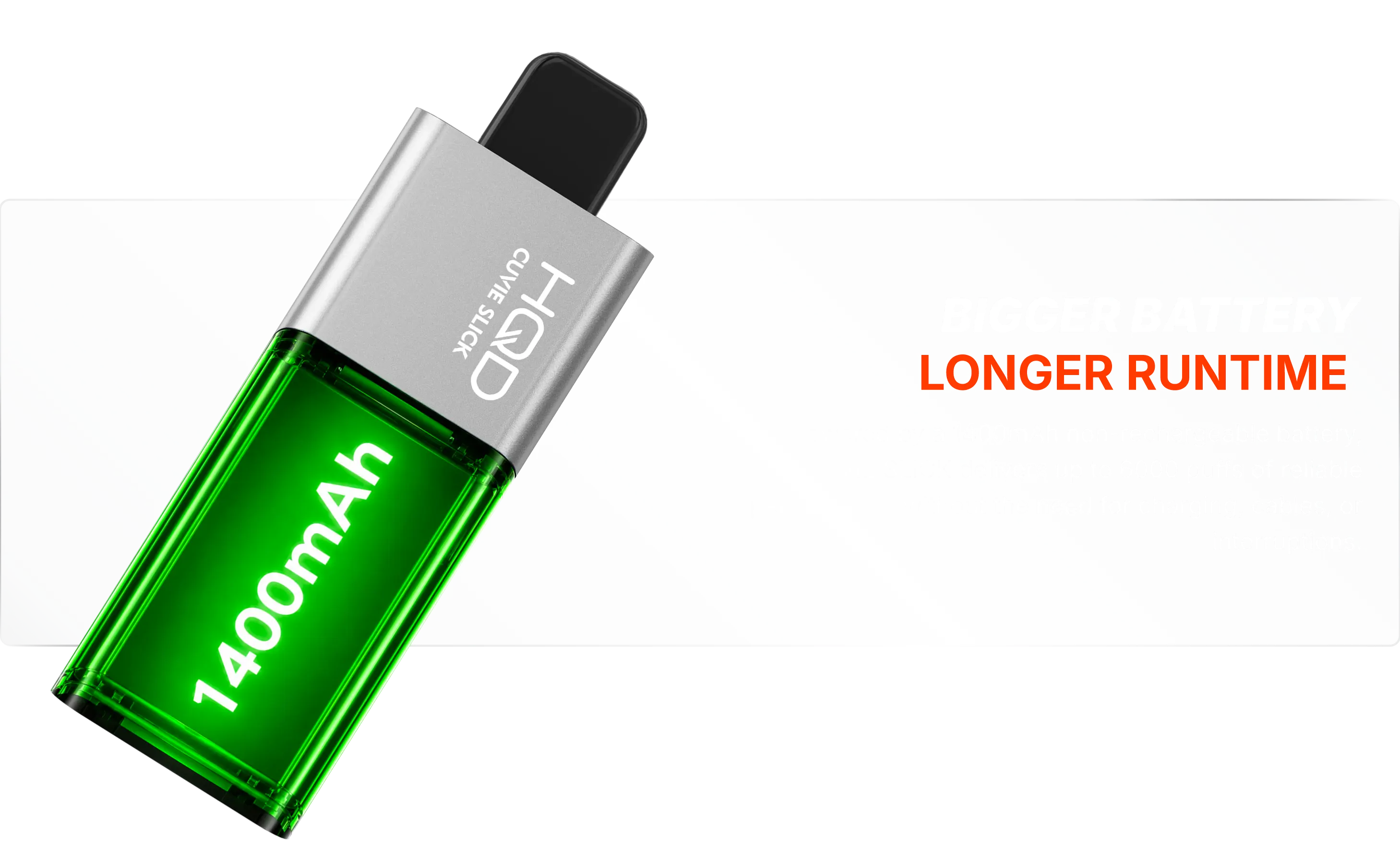 HQD Cuvie Slick 1400mAh battery banner — bigger battery longer runtime