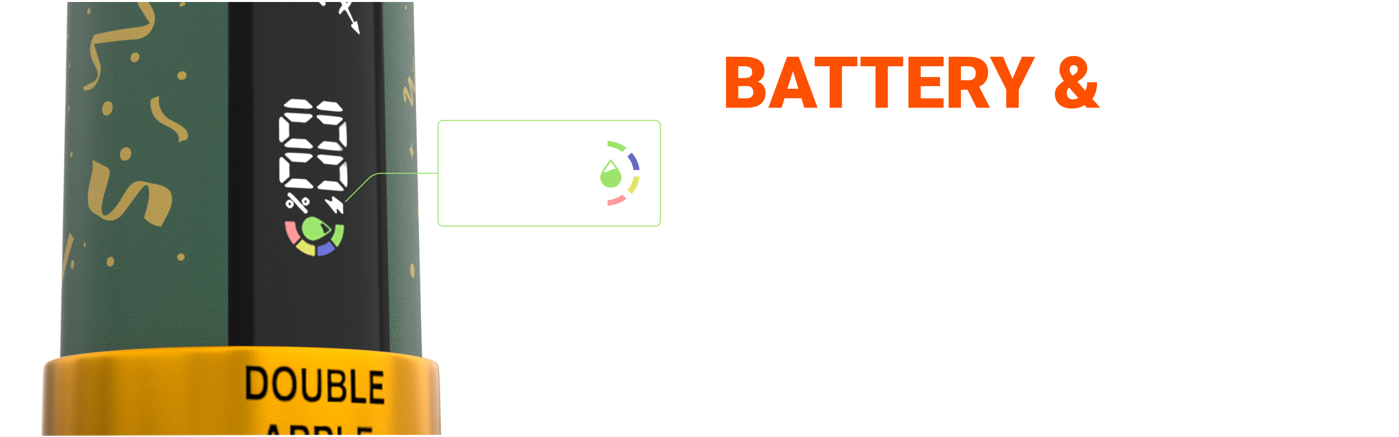 HQD Sisa battery and e-liquid display