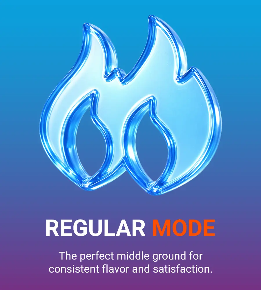 HQD Go Regular Mode icon — glass double flame