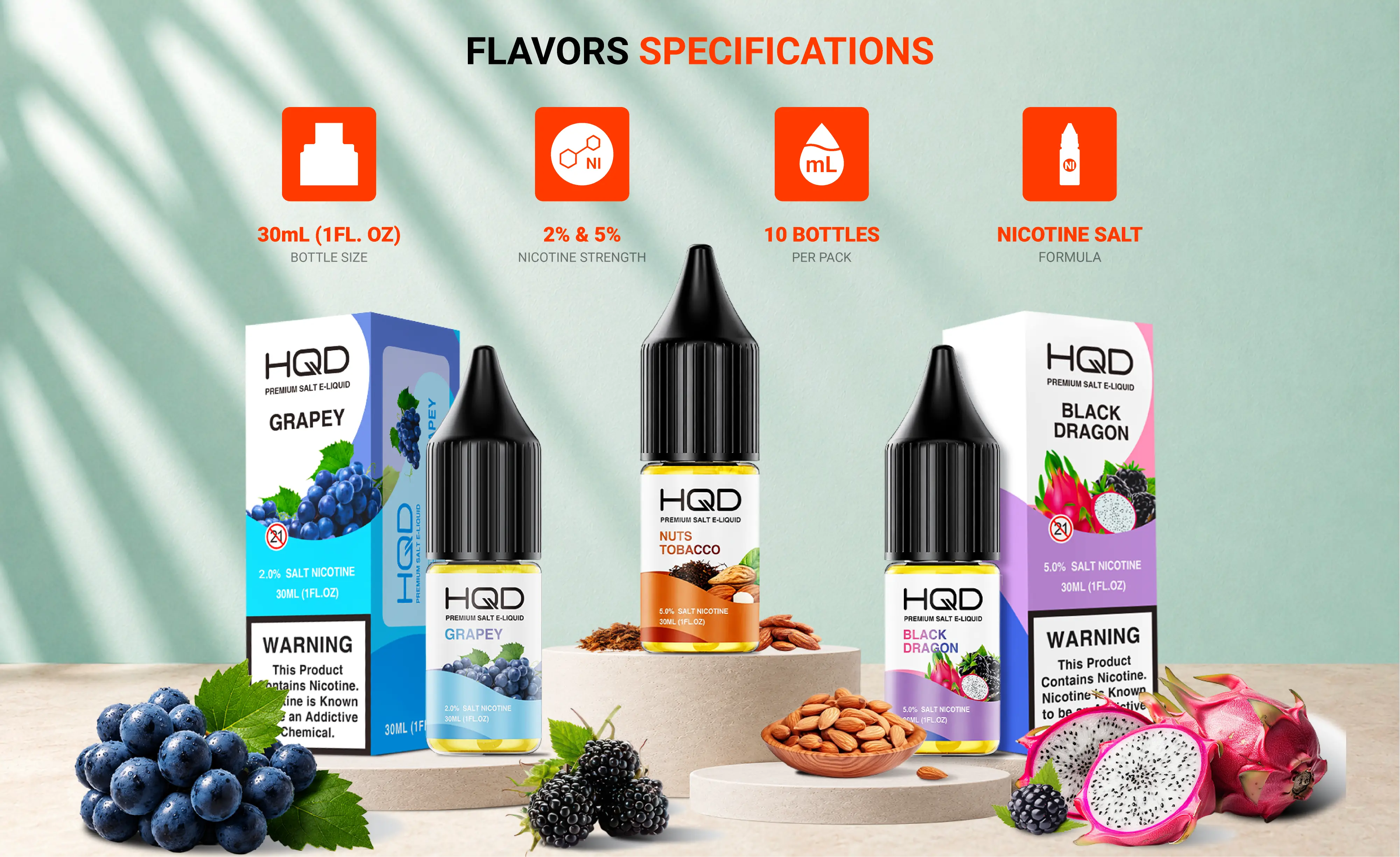HQD E-Liquid flavor specifications
