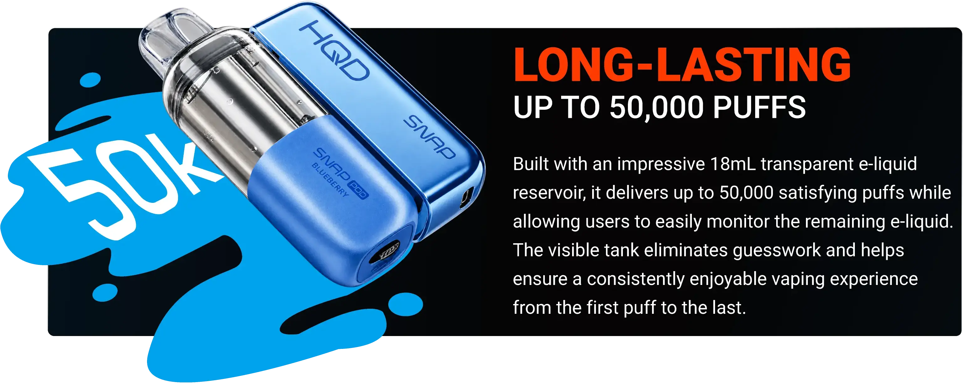 HQD Snap — long-lasting puffs