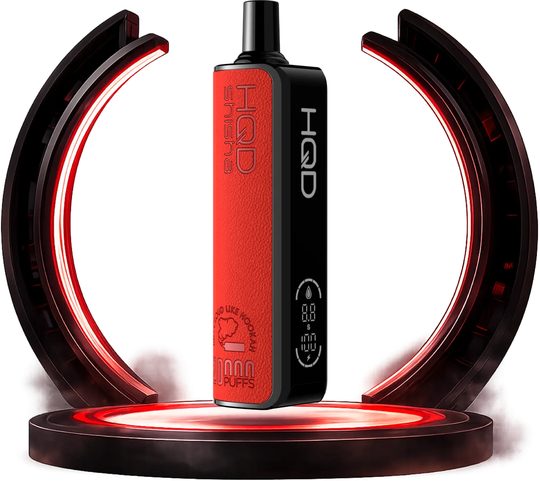 HQD Shisha device on an illuminated podium